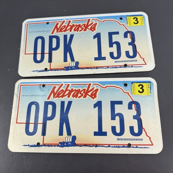 Other - Pair Of 2011 Nebraska License Plate "0PK-153" Expired